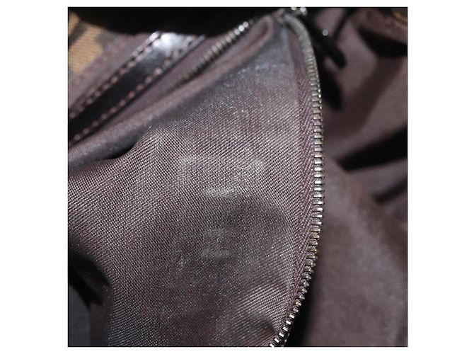 FENDI Zucca Canvas Mamma Baguette Shoulder Bag Black Brown Auth 182801V Marrone Nero - vista 11