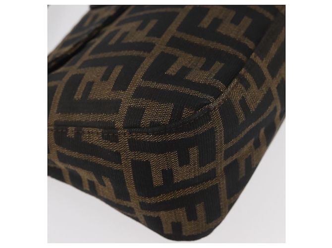 FENDI Zucca Canvas Mamma Baguette Shoulder Bag Black Brown Auth 182801V Marrone Nero - vista 14