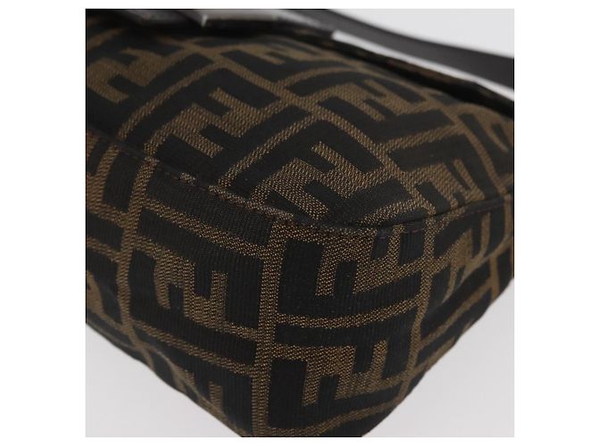 FENDI Zucca Canvas Mamma Baguette Shoulder Bag Black Brown Auth 182801V Marrone Nero - vista 15