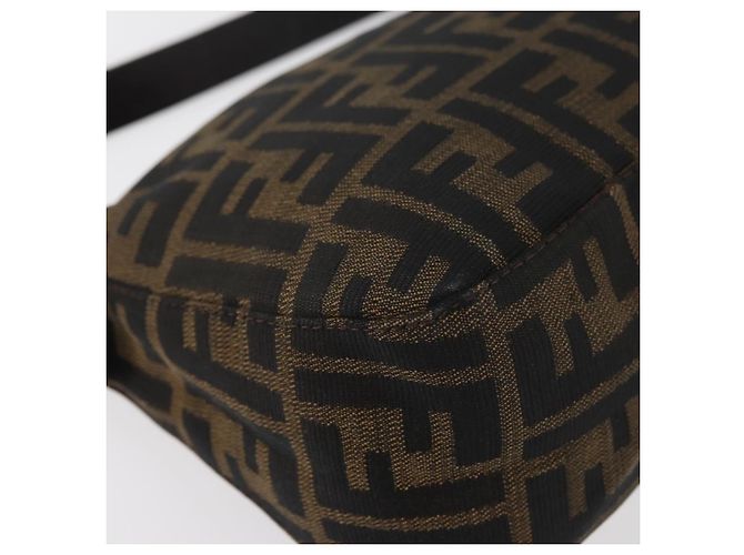 FENDI Zucca Canvas Mamma Baguette Shoulder Bag Black Brown Auth 182801V Marrone Nero - vista 16