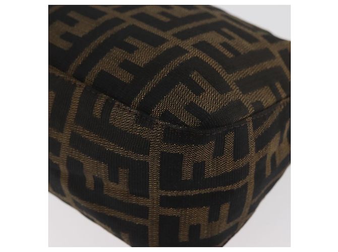 FENDI Zucca Canvas Mamma Baguette Shoulder Bag Black Brown Auth 182801V Marrone Nero - vista 17