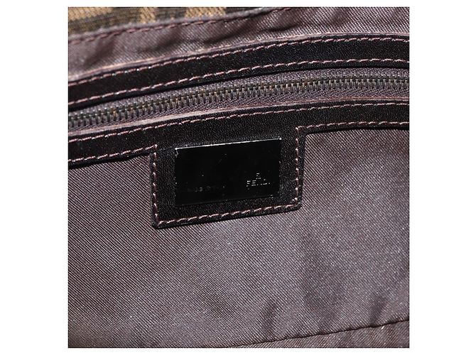 FENDI Zucca Canvas Mamma Baguette Shoulder Bag Black Brown Auth 182801V Marrone Nero - vista 21