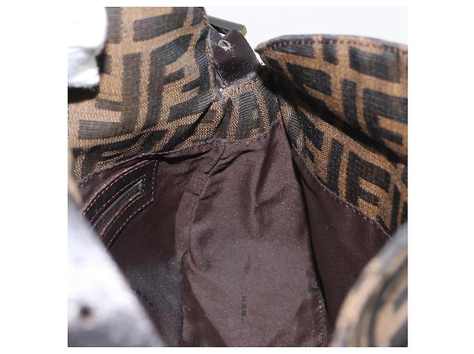 FENDI Zucca Canvas Mamma Baguette Shoulder Bag Black Brown Auth 182801V Marrone Nero - vista 22