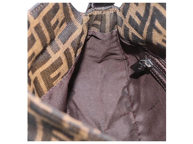 FENDI Zucca Canvas Mamma Baguette Shoulder Bag Black Brown Auth 182801V Marrone Nero - vista 23