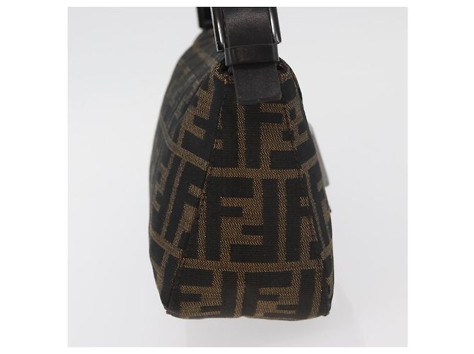 FENDI Zucca Canvas Mamma Baguette Shoulder Bag Black Brown Auth 182801V Marrone Nero - vista 4