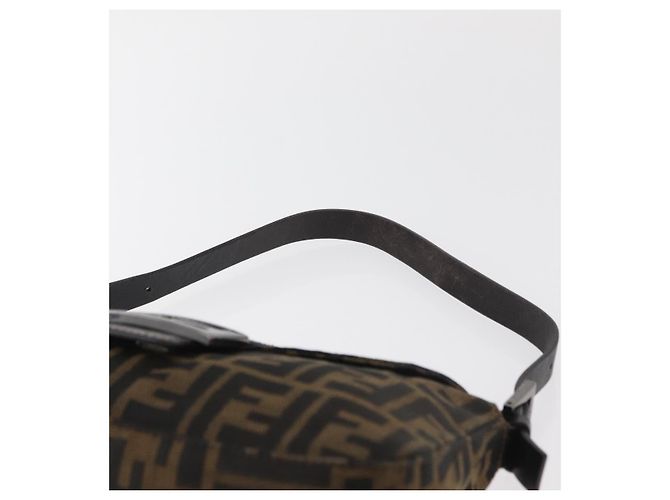 FENDI Zucca Canvas Mamma Baguette Shoulder Bag Black Brown Auth 182801V Marrone Nero - vista 8