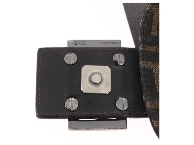 FENDI Zucca Canvas Mamma Baguette Shoulder Bag Black Brown Auth 182801V Marrone Nero - vista 9