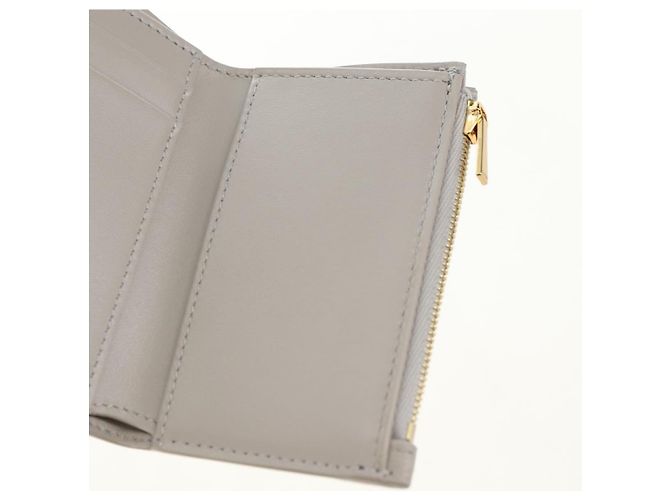 Céline Carteira CELINE Triomphe em couro bege ouro Auth 181278M Dourado - vista 21