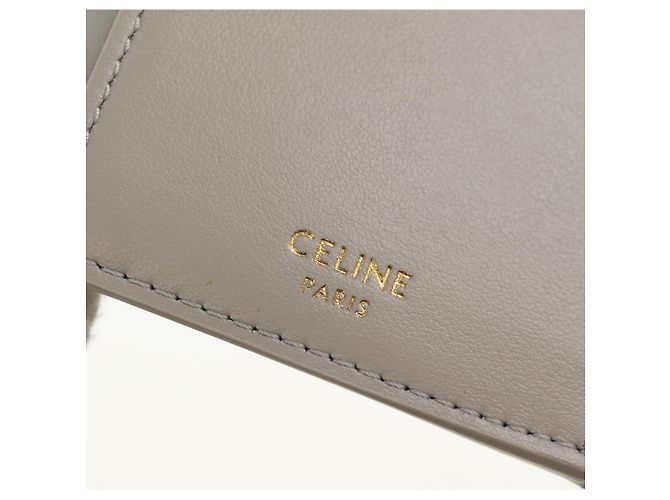 Céline Carteira CELINE Triomphe em couro bege ouro Auth 181278M Dourado - vista 22