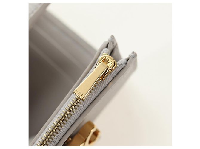 Céline Carteira CELINE Triomphe em couro bege ouro Auth 181278M Dourado - vista 25