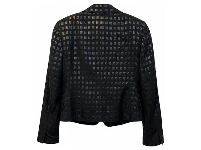 Akris Punto Black Grid Pattern Jacquard Jacket - view 2