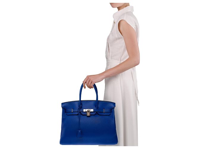 Hermès Borsa HERMES Birkin 35 in Pelle Blu - 103551 - vista 12