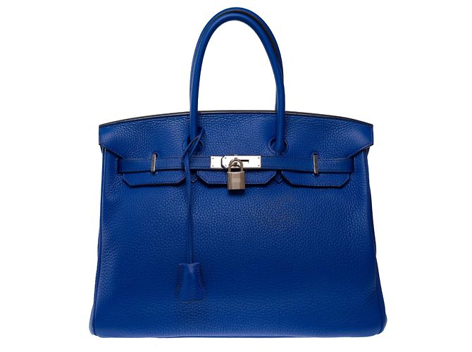 Hermès Borsa HERMES Birkin 35 in Pelle Blu - 103551 - vista 2