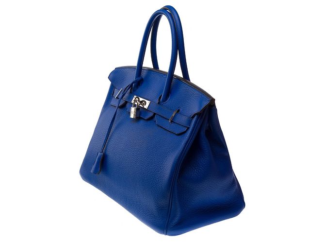 Hermès Borsa HERMES Birkin 35 in Pelle Blu - 103551 - vista 4
