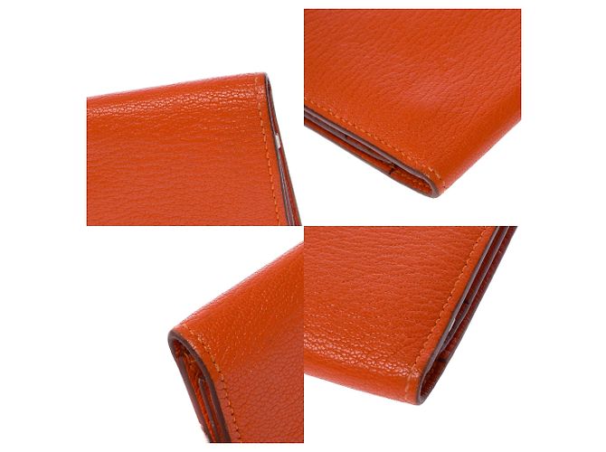 Béarn Hermès HERMES Bearn Leather Accessory Orange - 103548 - view 10
