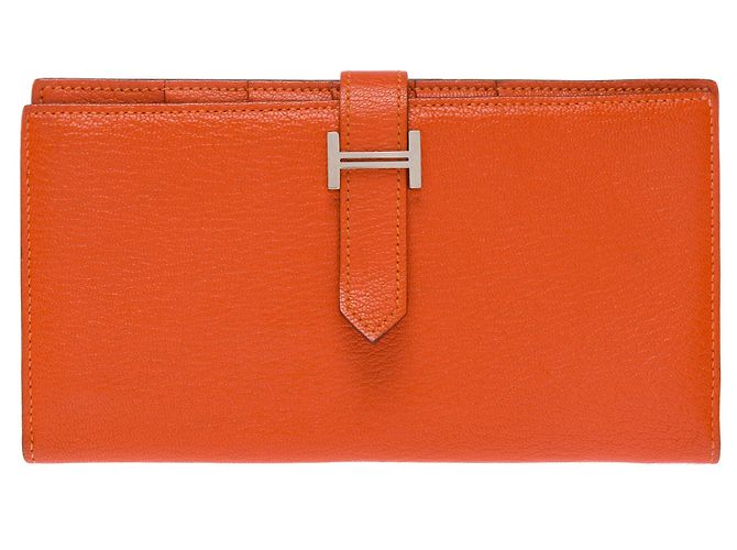 Béarn Hermès HERMES Bearn Leather Accessory Orange - 103548 - view 2