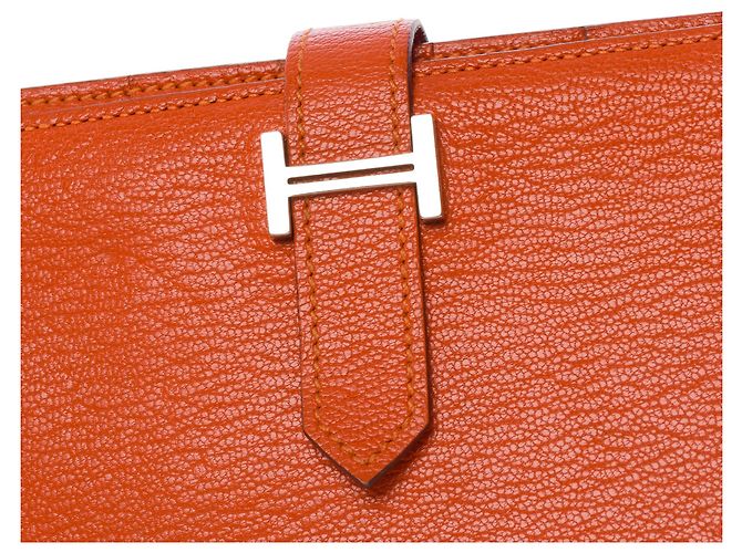 Béarn Hermès HERMES Bearn Leather Accessory Orange - 103548 - view 7