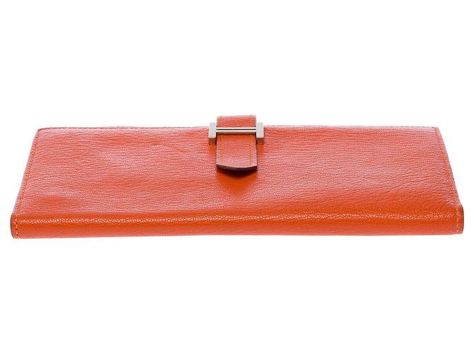 Béarn Hermès HERMES Bearn Leather Accessory Orange - 103548 - view 9