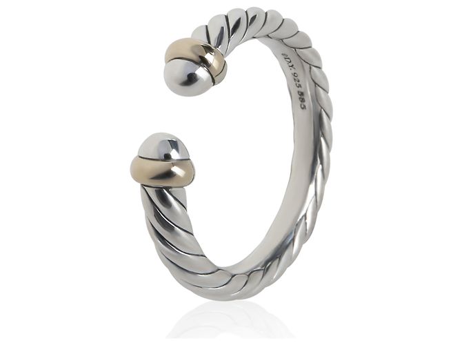 Anillo abierto Petite Cable en oro amarillo y plata de ley David Yurman - vista 2