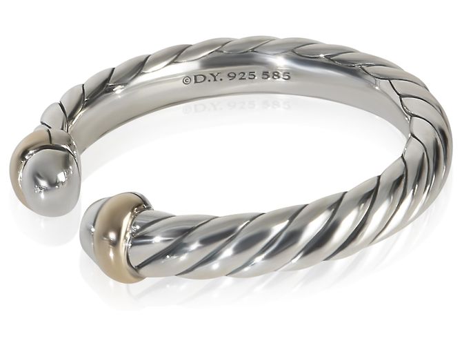 Anillo abierto Petite Cable en oro amarillo y plata de ley David Yurman - vista 3