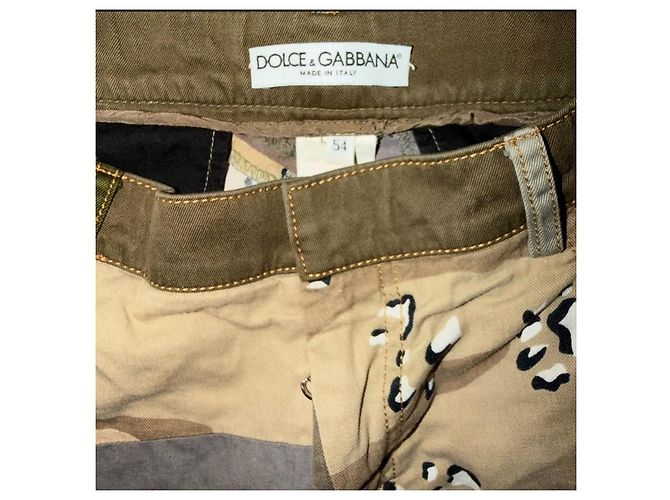Dolce & Gabbana Patchwork Camouflage Cotton Pants Brown Beige Grey Dark green - view 3