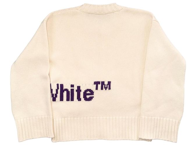 Off White Suéter de lã Off-White com logo Roxo Fora de branco - vista 3
