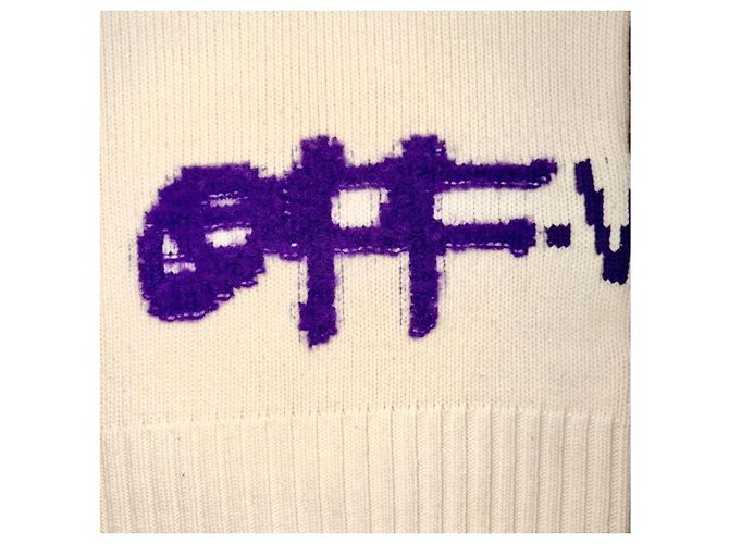 Off White Suéter de lã Off-White com logo Roxo Fora de branco - vista 4