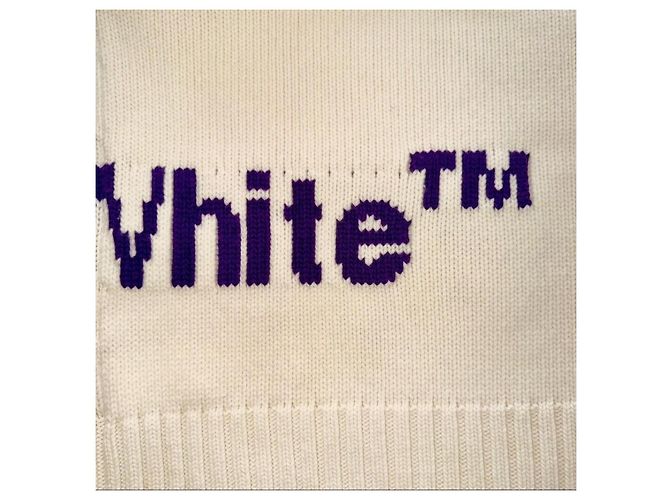 Off White Suéter de lã Off-White com logo Roxo Fora de branco - vista 5
