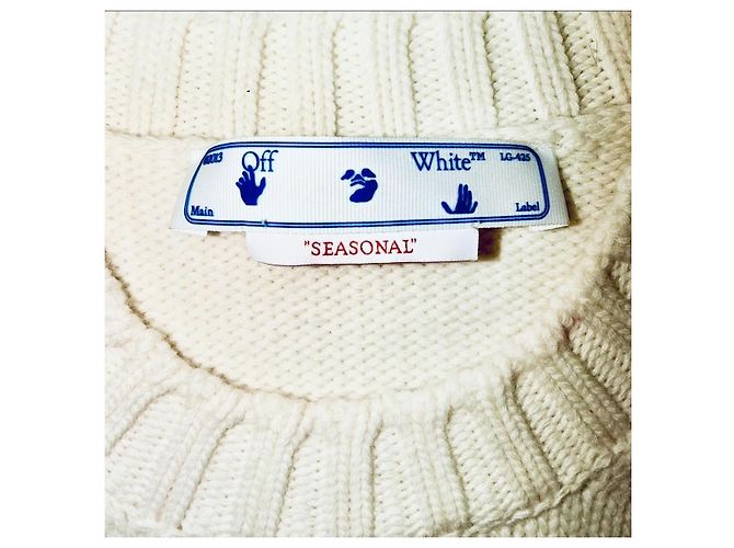 Off White Suéter de lã Off-White com logo Roxo Fora de branco - vista 6
