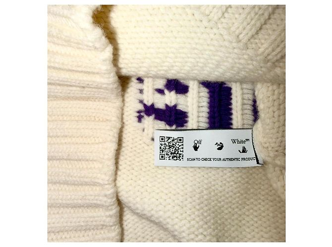 Off White Suéter de lã Off-White com logo Roxo Fora de branco - vista 9