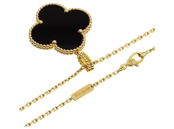 Van Cleef & Arpels Magic Alhambra Onyx Halskette aus 18K Gelbgold - Ansicht 2