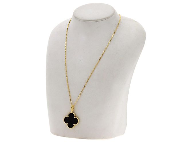 Van Cleef & Arpels Magic Alhambra Onyx Halskette aus 18K Gelbgold - Ansicht 7
