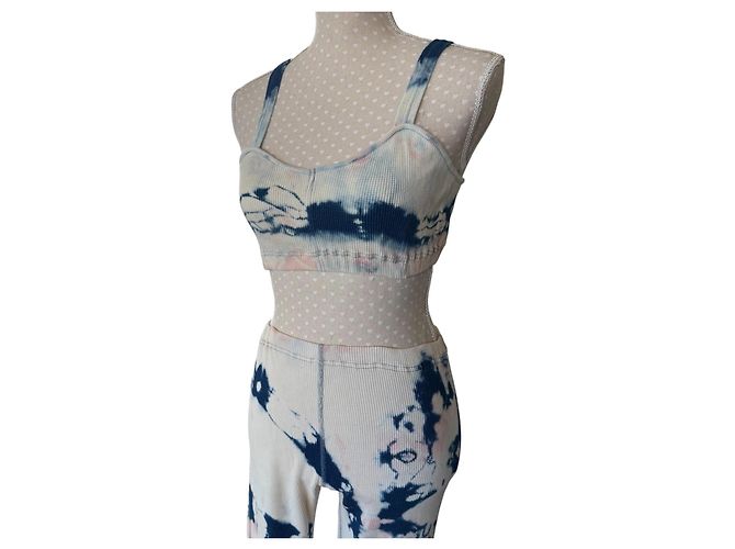 Autre Marque Set Kapital Tie-Dye con Crop Top e Pantaloni Flare Rosa Bianco Blu - vista 2