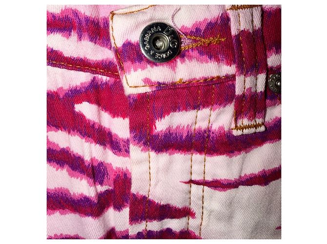 Dolce & Gabbana Falda Mini Estampado Cebra Rosa Blanco - vista 3