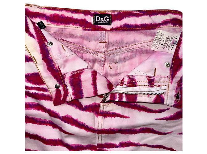 Dolce & Gabbana Falda Mini Estampado Cebra Rosa Blanco - vista 4
