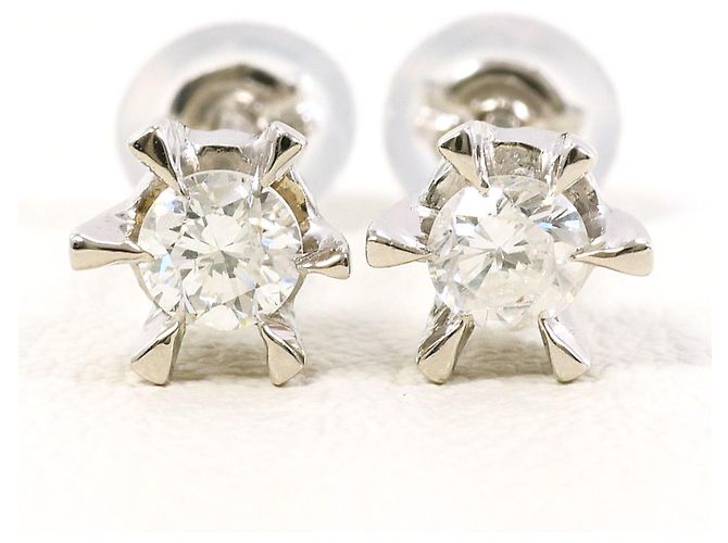 Autre Marque PT900 Platin-Steckohrringe mit Diamanten - Ansicht 2