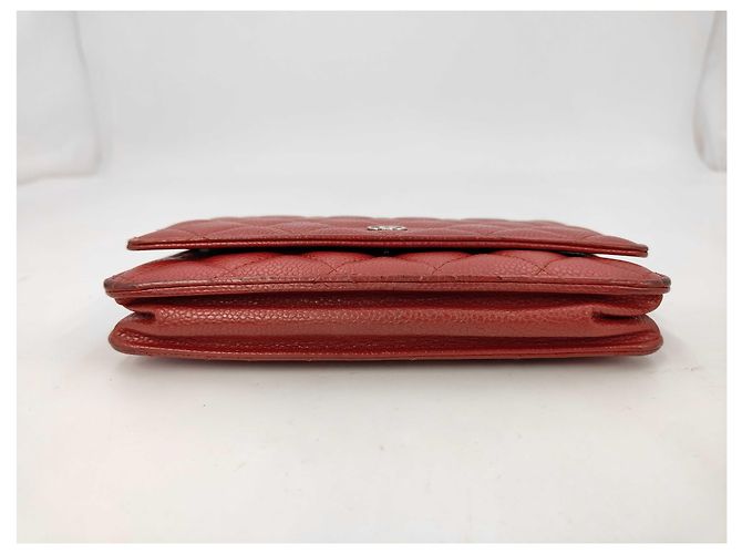 Portafoglio Chanel Wallet on Chain in Caviar trapuntato medium Rosso - vista 3