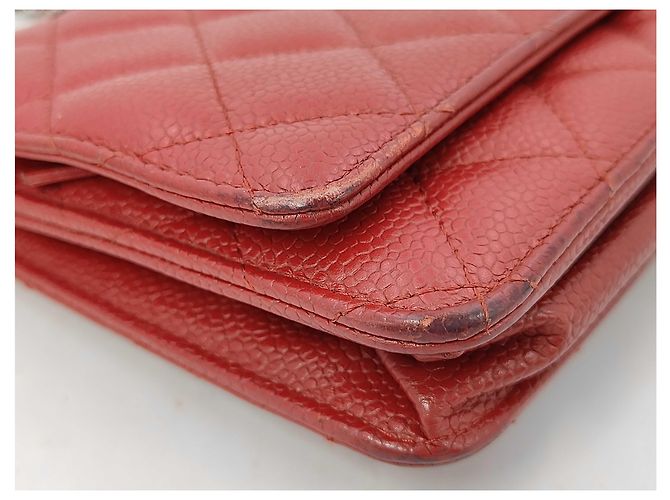 Portafoglio Chanel Wallet on Chain in Caviar trapuntato medium Rosso - vista 4