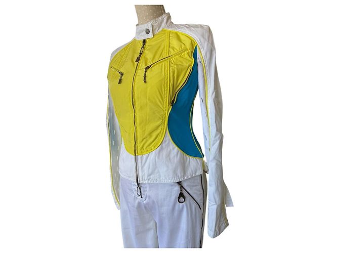 SET VINTAGE BIKER VERSACE JEANS COUTURE Bianco Blu Giallo - vista 2