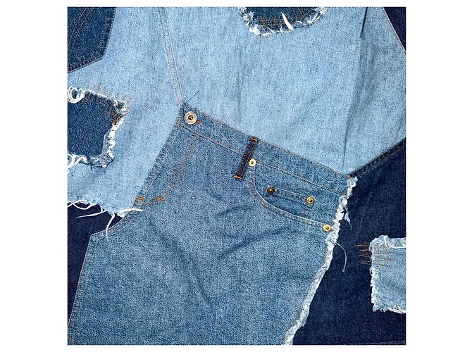 D&G GONNA IN DENIM VINTAGE PATCHWORK DOLCE & GABBANA Blu - vista 10