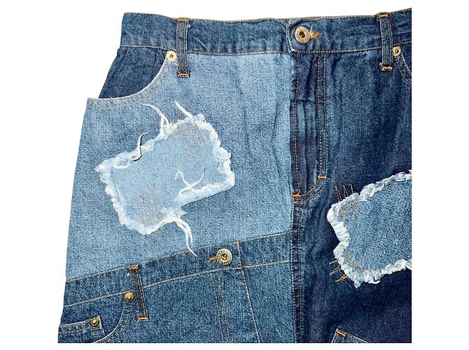 D&G GONNA IN DENIM VINTAGE PATCHWORK DOLCE & GABBANA Blu - vista 2