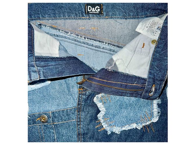 D&G GONNA IN DENIM VINTAGE PATCHWORK DOLCE & GABBANA Blu - vista 5