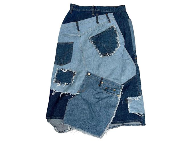 D&G GONNA IN DENIM VINTAGE PATCHWORK DOLCE & GABBANA Blu - vista 8