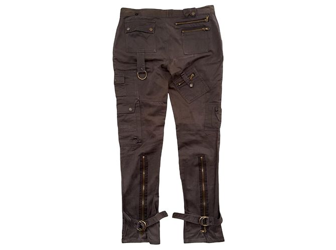 D&G DOLCE & GABBANA  VINTAGE CARGO MULTI POCKET PANTS Brown Grey - view 2