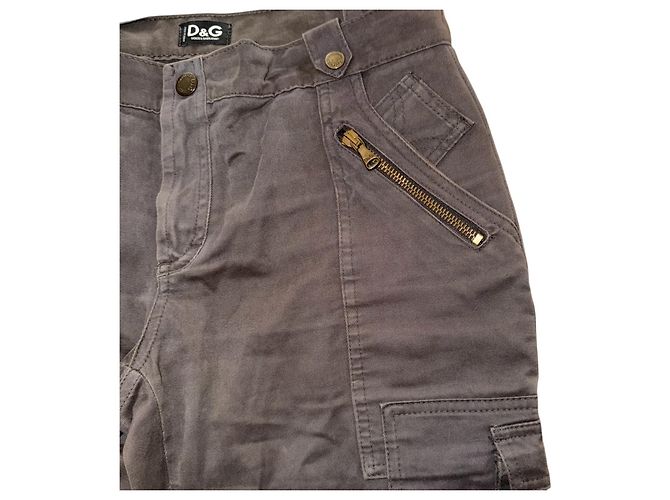 D&G DOLCE & GABBANA  VINTAGE CARGO MULTI POCKET PANTS Brown Grey - view 9