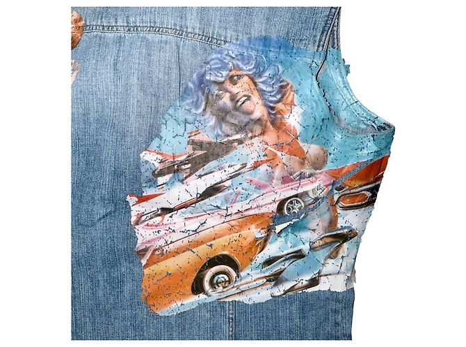 DOLCE & GABBANA 2004 DENIM-WESTE Blau Mehrfarben - Ansicht 10