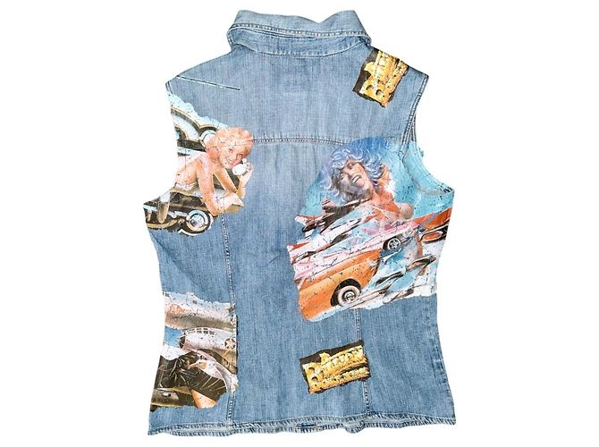 DOLCE & GABBANA 2004 DENIM-WESTE Blau Mehrfarben - Ansicht 2