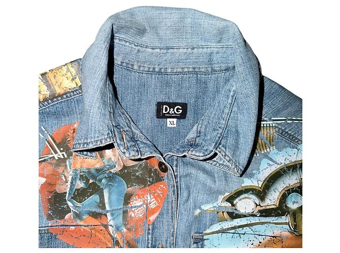 DOLCE & GABBANA 2004 DENIM-WESTE Blau Mehrfarben - Ansicht 3