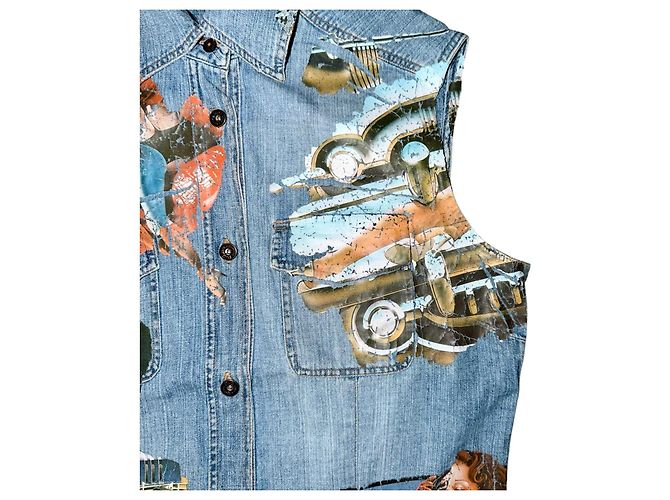 DOLCE & GABBANA 2004 DENIM-WESTE Blau Mehrfarben - Ansicht 7