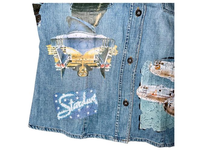 DOLCE & GABBANA 2004 DENIM-WESTE Blau Mehrfarben - Ansicht 9
